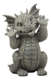 Ebros Whimsical Garden Dragon Making Funny Faces Statue 10.25 H Cute Baby Dragon Faux Stone Resin Finish