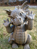 Ebros Whimsical Garden Dragon Making Funny Faces Statue 10.25 H Cute Baby Dragon Faux Stone Resin Finish