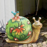 Garden Statue Snail Figurine - Solar Powered LED Lights for Indoor Outdoor Fall Decor