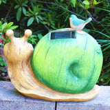 Garden Statue Snail Figurine - Solar Powered LED Lights for Indoor Outdoor Fall Decor