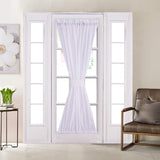 HOME BRILLIANT White Linen French Door Curtain Panels Window Drapery Rod Pocket with Tie Back