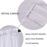 HOME BRILLIANT White Linen French Door Curtain Panels Window Drapery Rod Pocket with Tie Back