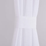 HOME BRILLIANT White Linen French Door Curtain Panels Window Drapery Rod Pocket with Tie Back