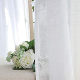 HOME BRILLIANT White Linen French Door Curtain Panels Window Drapery Rod Pocket with Tie Back
