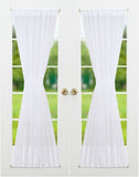 RHF Voile French Door Curtains-Set of 2 Panels, 40W by 72L Inches, Sheer White