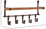 Stone & Beam Industrial Rustic Metal Floating Shelf with 5 Hooks