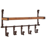 Stone & Beam Industrial Rustic Metal Floating Shelf with 5 Hooks