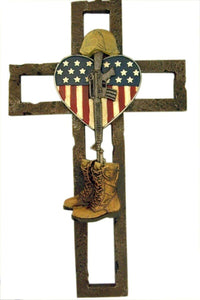 Deleon Military Fallen Soldier Wrought Iron Wall Cross