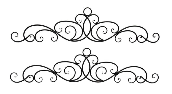 Distinctive Designs Antique Bronze Metal Elegant Scrolls Wall Pediment Set of 2