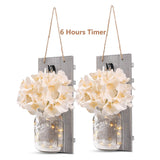GBtroo Rustic Wall Sconces - Mason Jars Sconce, Rustic Home Decor,Wrought Iron Hooks
