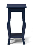Kate and Laurel Lillian Wood Pedestal End Table Curved Legs with Shelf, Navy Blue