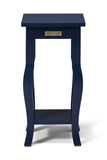 Kate and Laurel Lillian Wood Pedestal End Table Curved Legs with Shelf, Navy Blue
