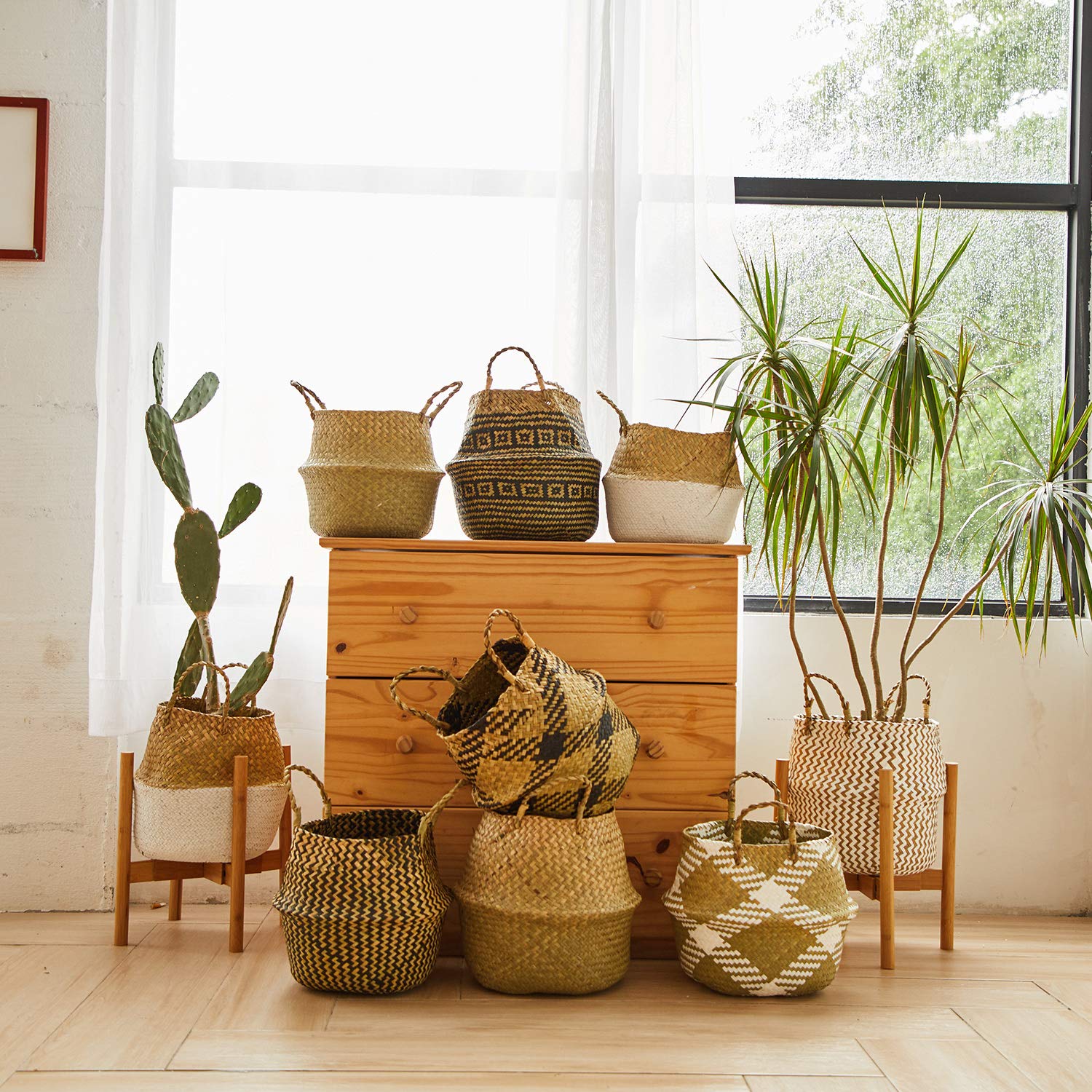 woven seagrass basket for plants LEEPES Seagrass Plant Basket Indoor Woven Planter Holder – Pete's Home Decor & Furnishings