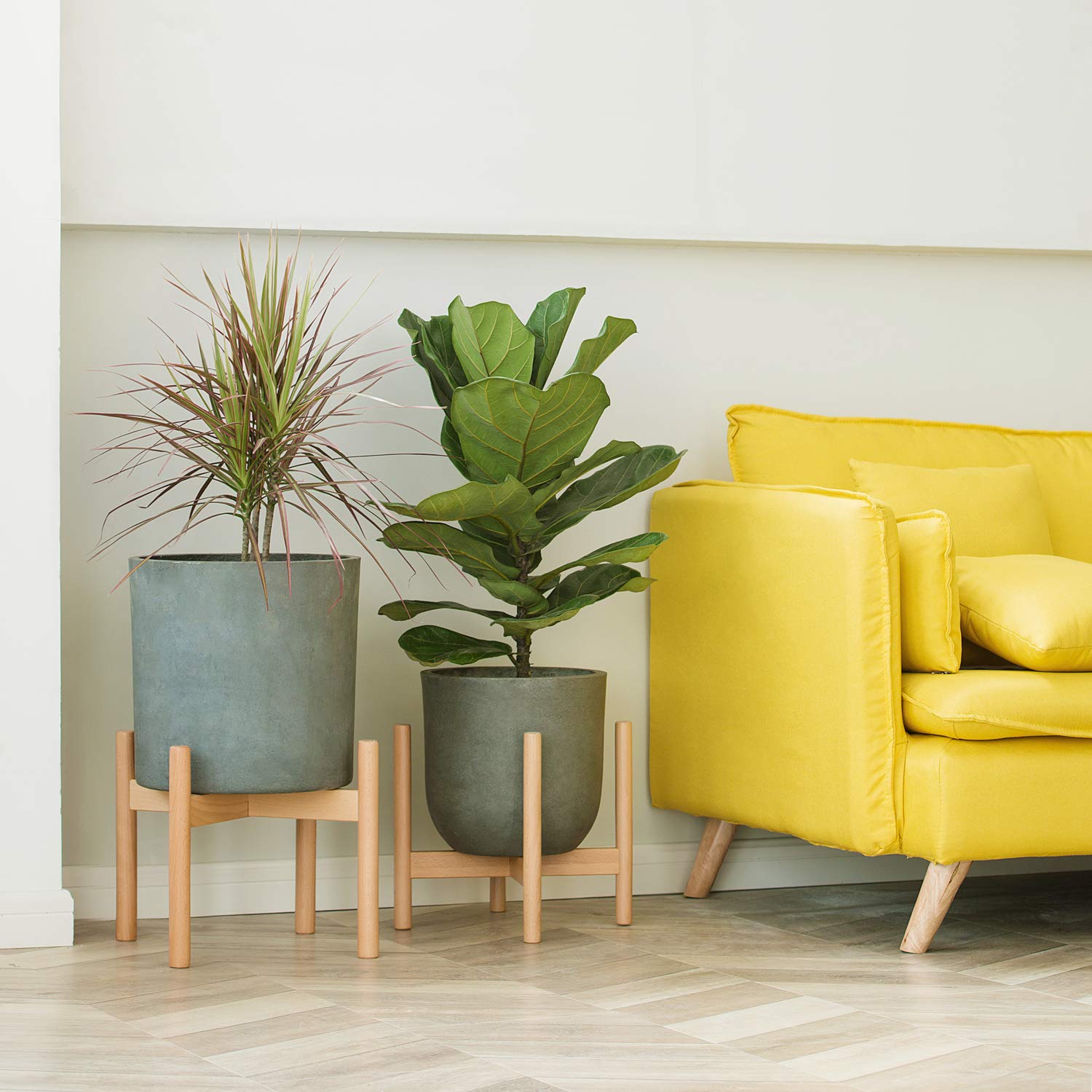 mkono plant pots Mkono Plant Stand Mid Century Wood Flower Pot Holder Display Potted Ra –  Pete's Home Decor & Furnishings