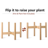 Mkono Plant Stand Mid Century Wood Flower Pot Holder Display Potted Rack Rustic