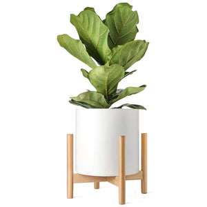 Mkono Plant Stand Mid Century Wood Flower Pot Holder Display Potted Rack Rustic