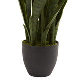 Nearly Natural 4855 35in. Sansevieria with Black Planter