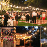 Newpow Outdoor String Lights 48ft with 25 Dimmable IPX6 Waterproof G40 LED Globe Bulbs