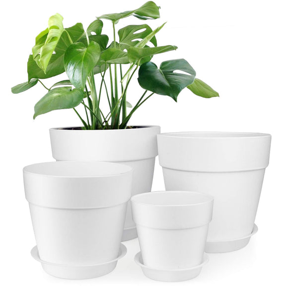 homenote plant pots HOMENOTE 7/6.5/5/3.7 inch Plastic Planters Indoor Set of 4 – Pete's Home Decor & Furnishings