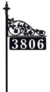 Rose Reflective Double Sided Address Sign with 47" Pole.