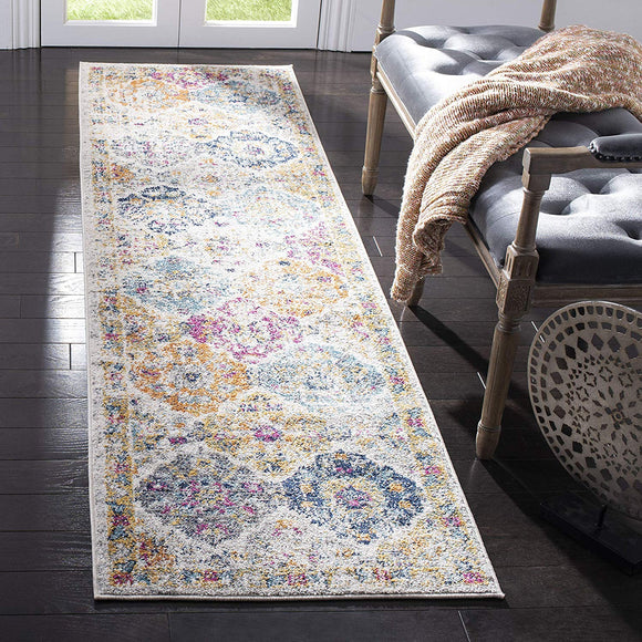 Safavieh Madison Collection MAD611B Cream and Multicolored Bohemian Chic Distressed Runner