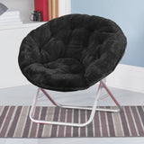 Urban Shop Faux Fur Saucer Chair with Metal Frame, One Size, Black