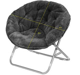 Urban Shop Faux Fur Saucer Chair with Metal Frame, One Size, Black