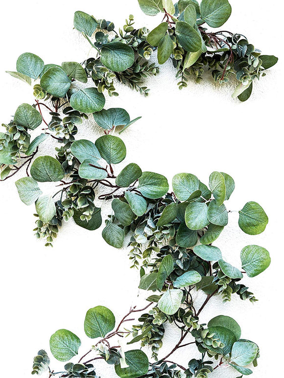 WildIvory Eucalyptus Garland - Lush, Natural Looking Artificial Greenery Garland