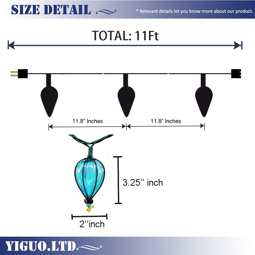 YIGUO 11FT String Lights with 10 Color Bulbs UL Listed Backyard Patio –  Pete's Home Decor & Furnishings