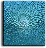 baccow 3030" Blue Green Oil Paintings on Canvas Abstract Paintings Wall Art Framed 3D Hand-Painted Flowers Wall