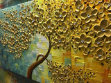 baccow Oil Paintings 3 Panel Wall Art 28203, Abstract 3D Flowers Trees Painting Canvas Palette