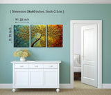 baccow Oil Paintings 3 Panel Wall Art 28203, Abstract 3D Flowers Trees Painting Canvas Palette
