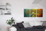 baccow Oil Paintings 3 Panel Wall Art 28203, Abstract 3D Flowers Trees Painting Canvas Palette